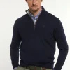 Discount River Woods Custom fit basic merinotrui opstaande kraag navy -