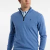 Discount River Woods Custom fit basic merinotrui opstaande kraag persian blue mix -