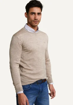 Fashion River Woods Custom fit basic merinotrui ronde hals old wood mix -