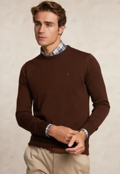 Discount River Woods Custom fit basic merinotrui ronde hals milky way mix -