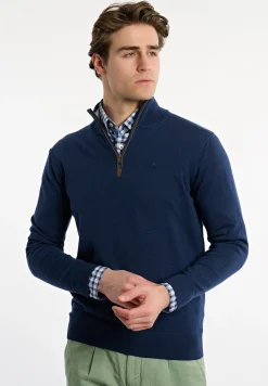 Discount River Woods Custom fit basic merinotrui opstaande kraag twilight mix -