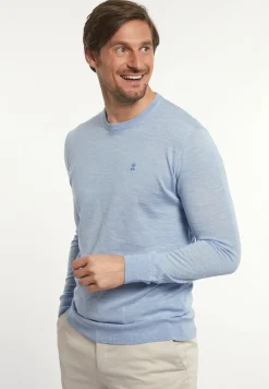 Discount River Woods Custom fit basic merinotrui ronde hals soft blue mix -