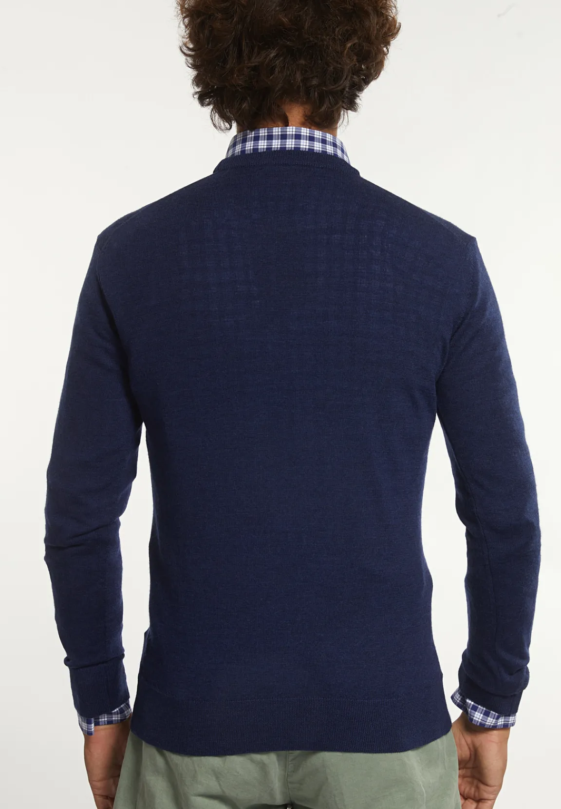 Sale River Woods Custom fit basic merinotrui ronde hals twilight mix -
