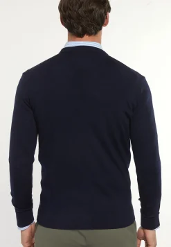 Discount River Woods Custom fit basic merinotrui ronde hals navy blue -