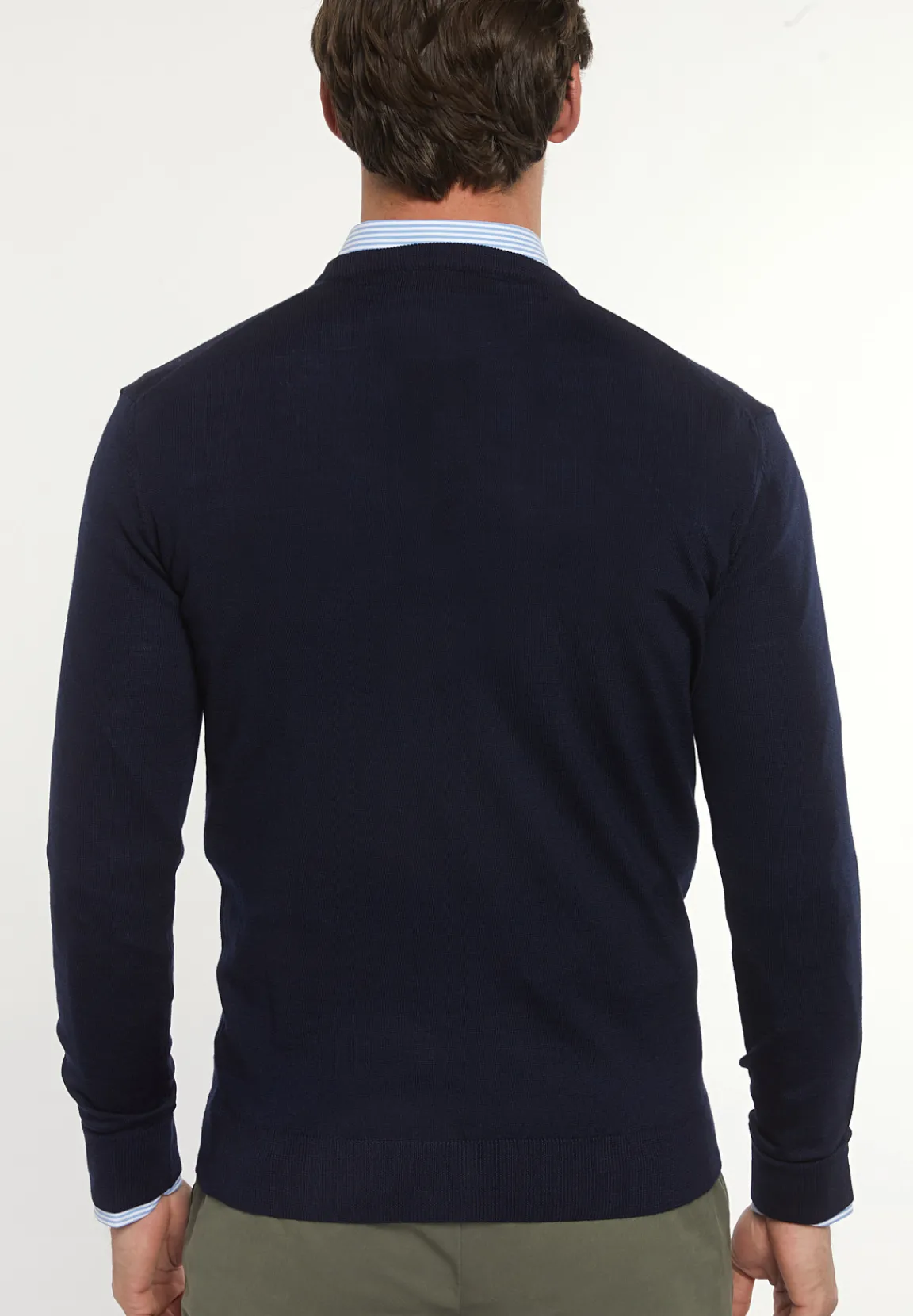 Discount River Woods Custom fit basic merinotrui ronde hals navy blue -