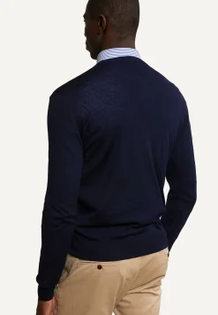 Clearance River Woods Custom fit basic merinotrui ronde hals navy -