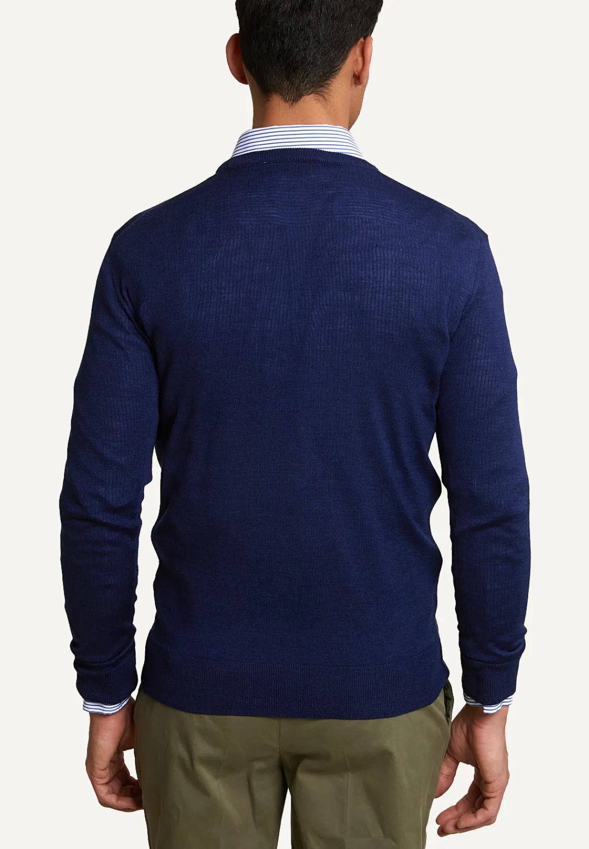 Clearance River Woods Custom fit basic merinotrui ronde jals dk royal blue mix -