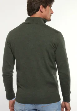Discount River Woods Custom fit basic merinotrui opstaande kraag forest mix -