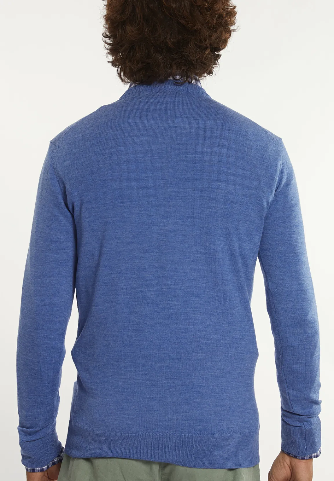 Best River Woods Custom fit basic merinotrui ronde hals persian blue mix -