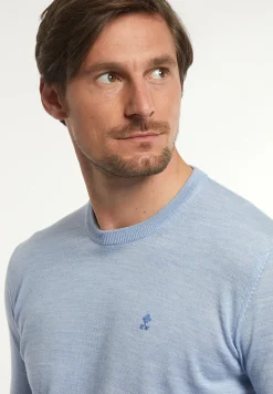Discount River Woods Custom fit basic merinotrui ronde hals soft blue mix -