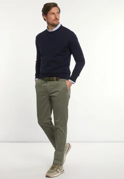 Discount River Woods Custom fit basic merinotrui ronde hals navy blue -