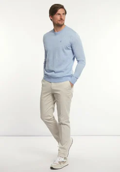 Discount River Woods Custom fit basic merinotrui ronde hals soft blue mix -