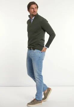 Discount River Woods Custom fit basic merinotrui opstaande kraag forest mix -