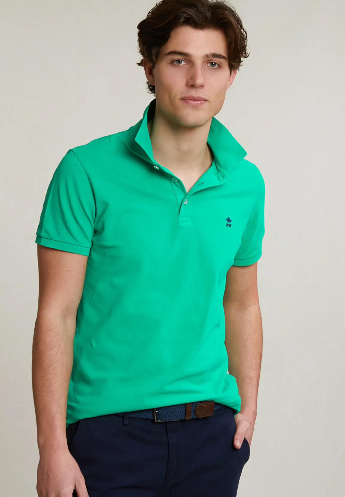 New River Woods Custom fit basic pima katoen polo jungle green -