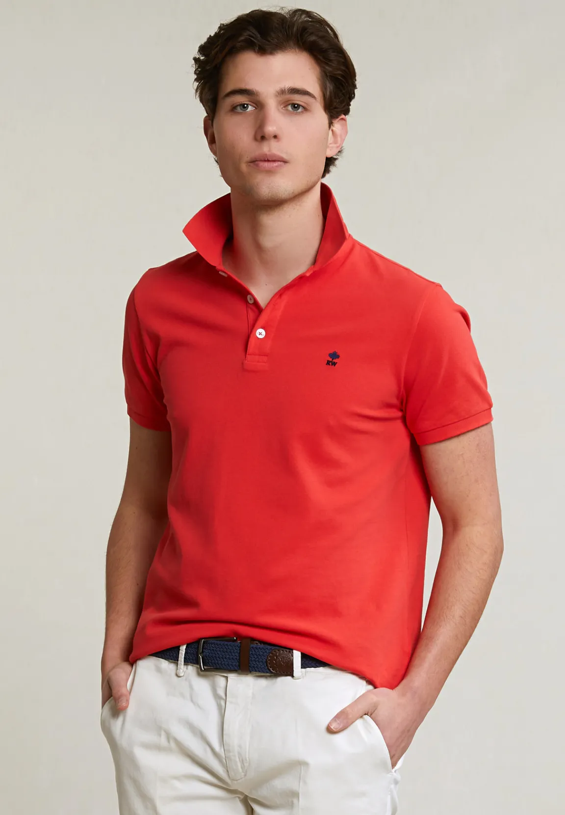 Best River Woods Custom fit basic pima katoen polo cornell red -