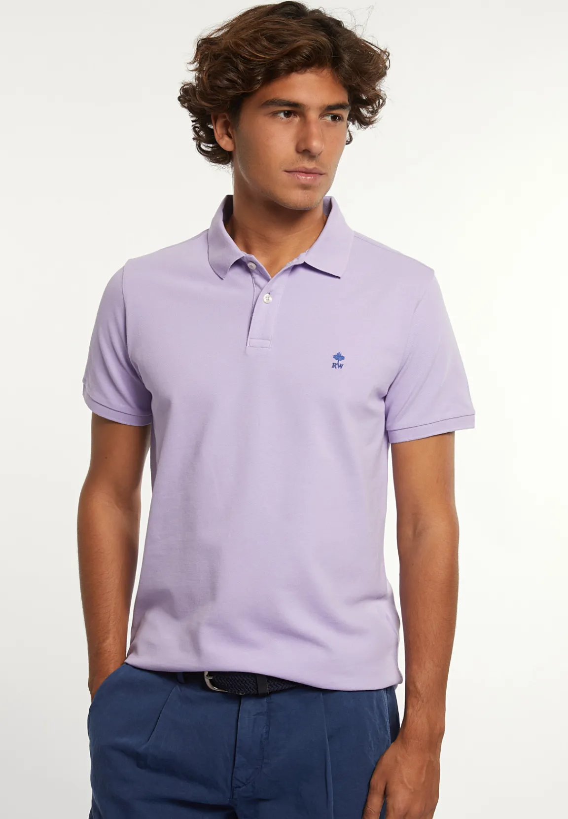 Outlet River Woods Custom fit basic pima katoen polo lavender -
