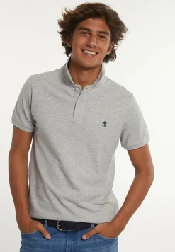 New River Woods Custom fit basic pima katoen polo lt grey mix -