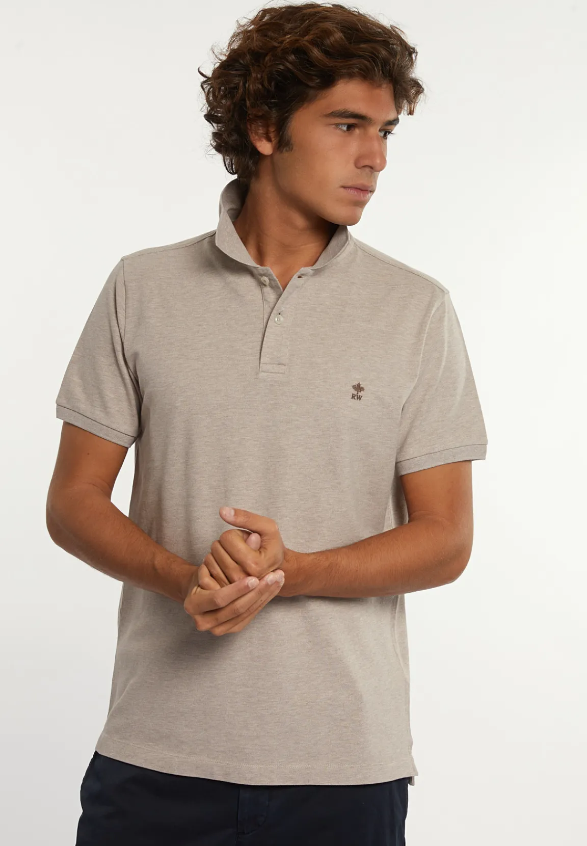 Online River Woods Custom fit basic pima katoen polo sand mix -