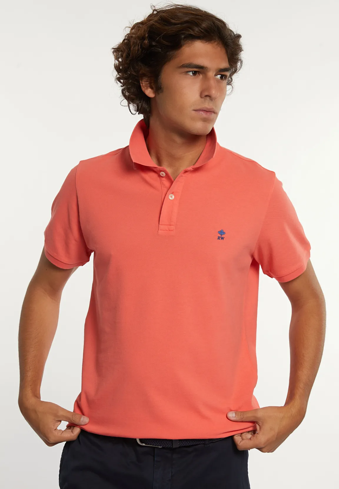 Hot River Woods Custom fit basic pima katoen polo salmon -