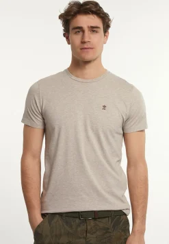 Outlet River Woods Custom fit basic pima katoen T-shirt sand mix -