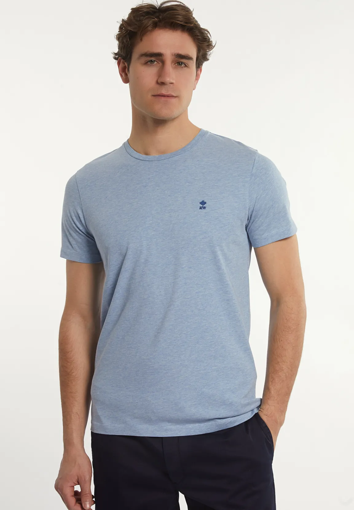 Sale River Woods Custom fit basic pima katoen T-shirt soft frost mix -