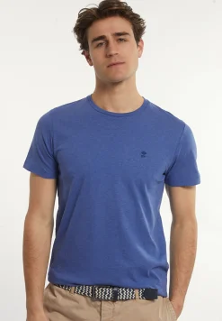 Best River Woods Custom fit basic pima katoen T-shirt persian blue mix -
