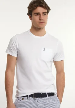 Hot River Woods Custom fit basic pima katoen T-shirt borstzak white -