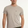 New River Woods Custom fit basic pima katoen T-shirt borstzak sand mix -