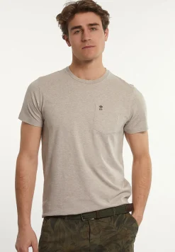 New River Woods Custom fit basic pima katoen T-shirt borstzak sand mix -