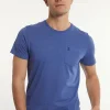 Best River Woods Custom fit basic pima katoen T-shirt borstzak perisian blue mix -