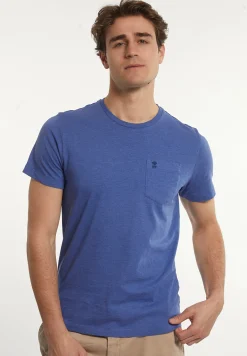 Best River Woods Custom fit basic pima katoen T-shirt borstzak perisian blue mix -