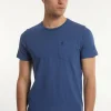 Best River Woods Custom fit basic pima katoen T-shirt borstzak denim mix -
