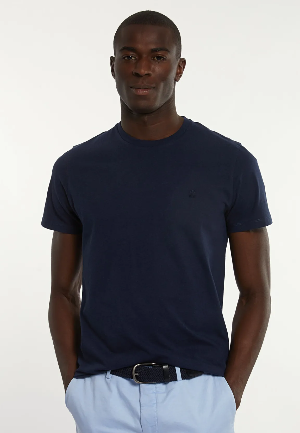 Fashion River Woods Custom fit basic pima katoen T-shirt dk blue mix -