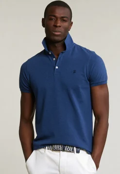 New River Woods Custom fit basic pima katoen polo blue lake mix -