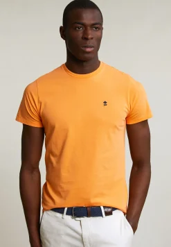 Clearance River Woods Custom fit basic pima katoen T-shirt ronde hals peach -