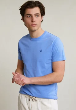 Sale River Woods Custom fit basic pima katoen T-shirt ronde hals lt caribbean blue -
