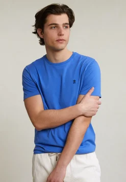 Best River Woods Custom fit basic pima katoen T-shirt ronde hals evening blue -