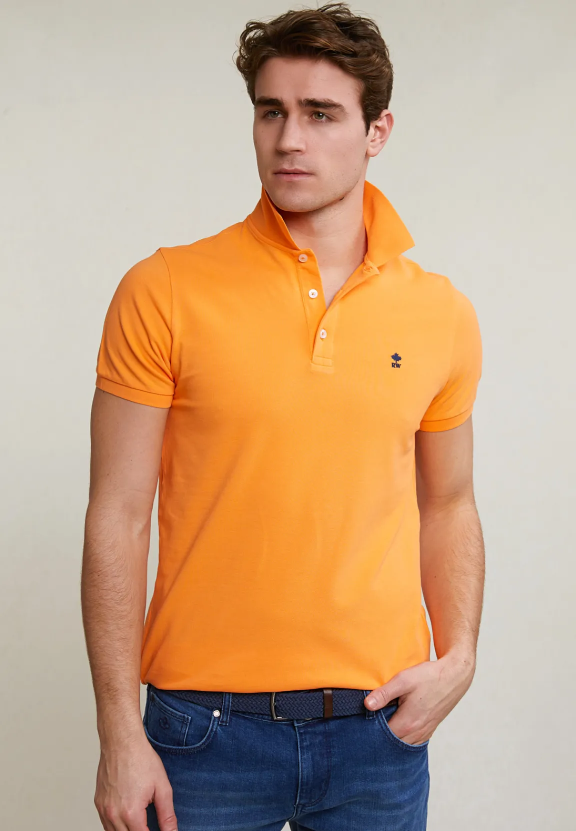 Discount River Woods Custom fit basic pima katoen polo peach -