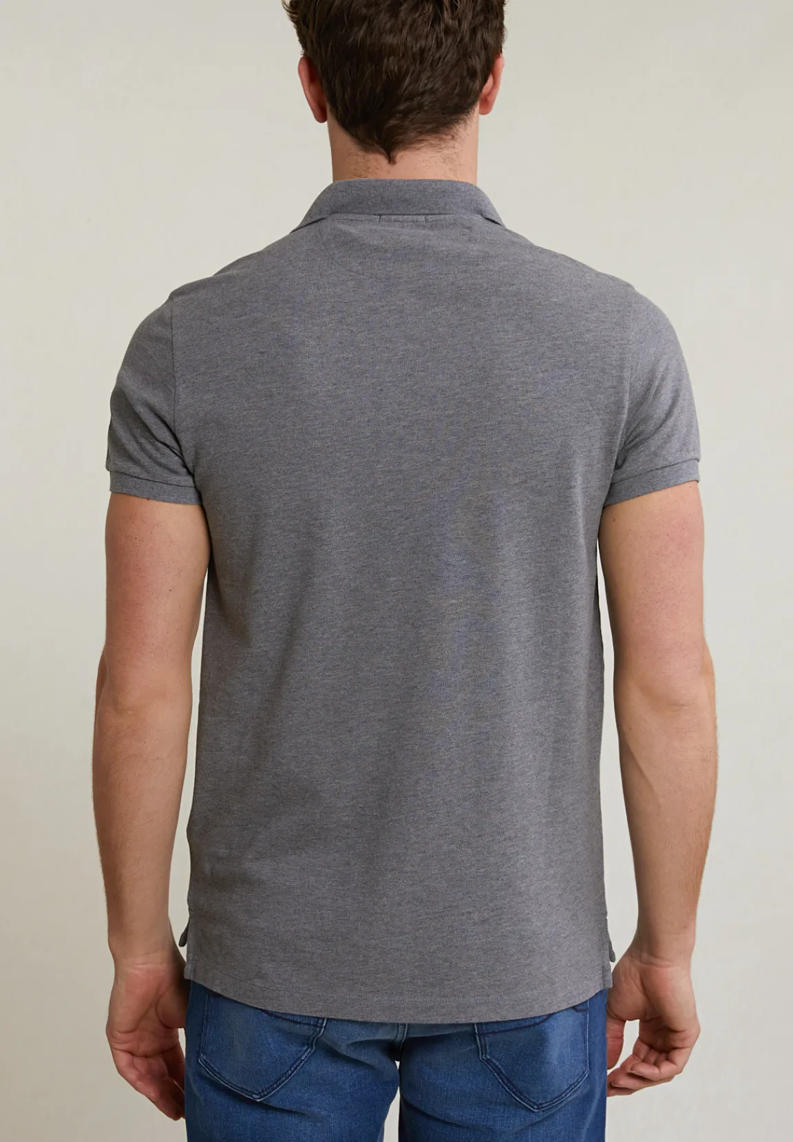 Hot River Woods Custom fit basic pima katoen polo grey mix -