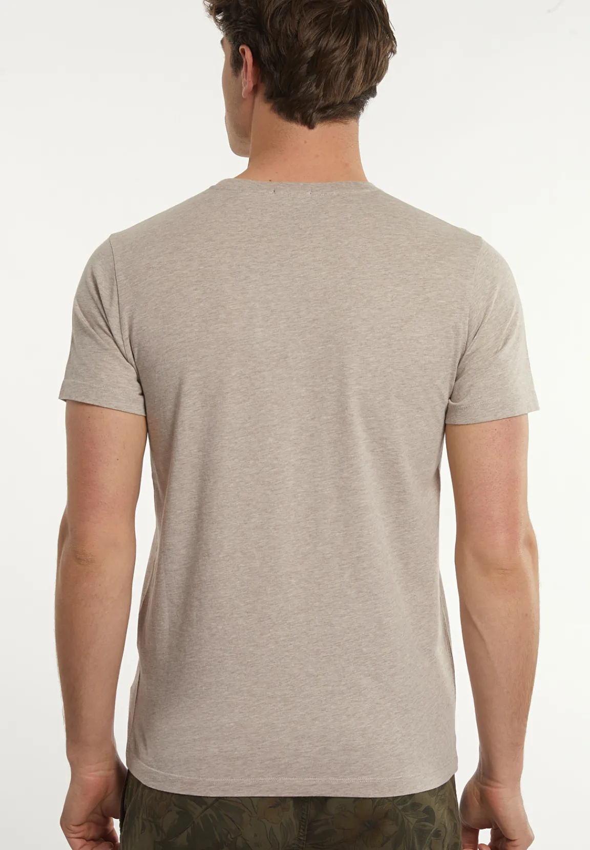 Outlet River Woods Custom fit basic pima katoen T-shirt sand mix -