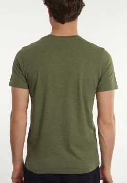 Discount River Woods Custom fit basic pima katoen T-shirt borstzak olive mix -