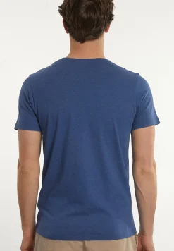 Best River Woods Custom fit basic pima katoen T-shirt borstzak denim mix -