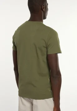 Sale River Woods Custom fit basic pima katoen T-shirt olijfgroen -
