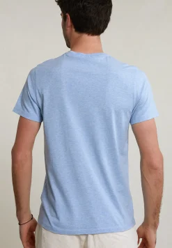 Clearance River Woods Custom fit basic pima katoen T-shirt ronde hals chambray mix -