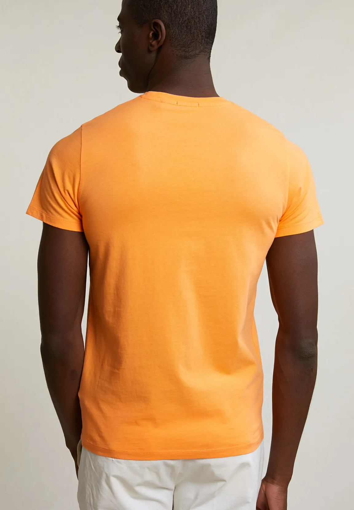 Clearance River Woods Custom fit basic pima katoen T-shirt ronde hals peach -