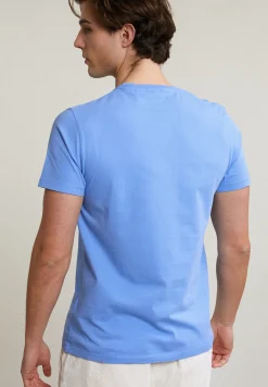 Sale River Woods Custom fit basic pima katoen T-shirt ronde hals lt caribbean blue -