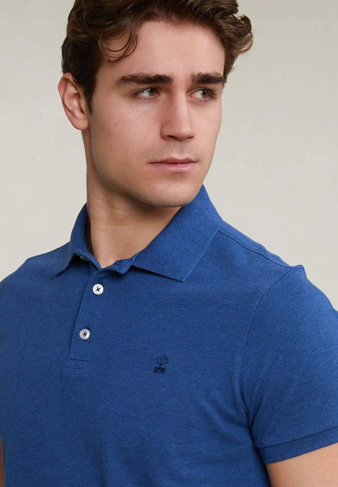 New River Woods Custom fit basic pima katoen polo hamptons blue mix -