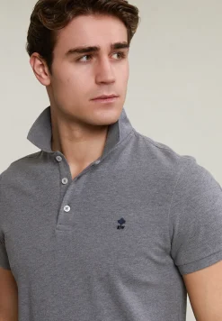 Hot River Woods Custom fit basic pima katoen polo grey mix -