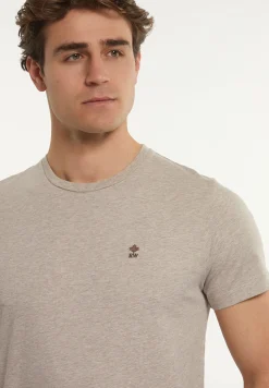 Outlet River Woods Custom fit basic pima katoen T-shirt sand mix -