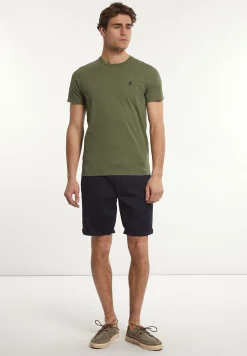 Outlet River Woods Custom fit basic pima katoen T-shirt olive mix -